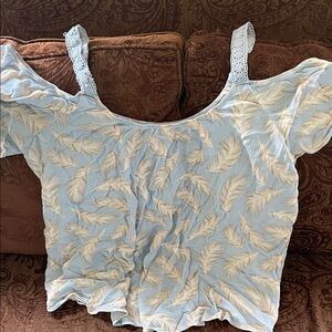 Torrid Light Blue Feather Print Blouse